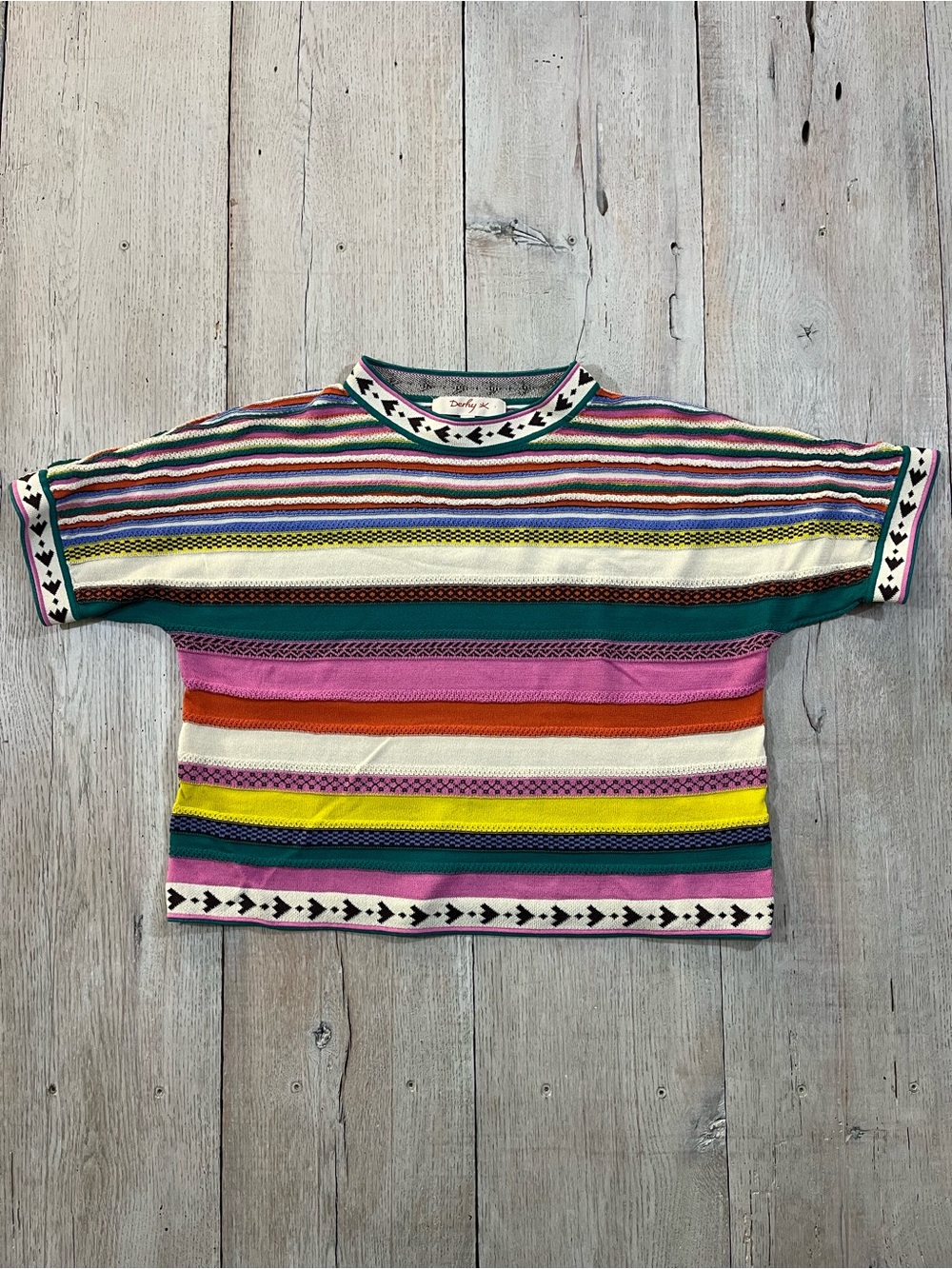 Rene Derhy Zodiaque Vibrant Striped Knit Top Size S Bohemian